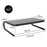 Duronic Monitor Stand Riser with curved metal legs and dimensions labeled for desktop organization.