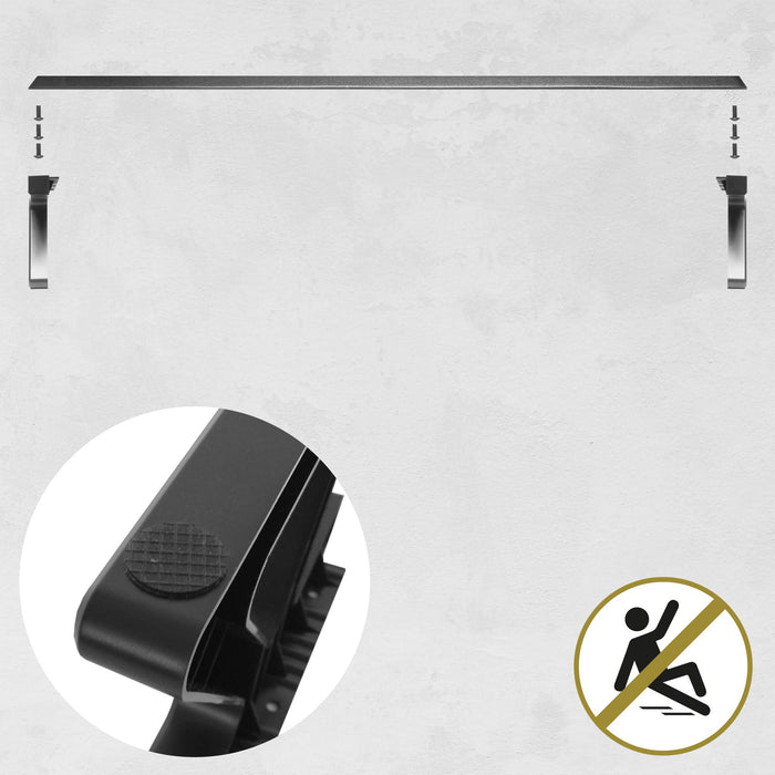 Duronic Monitor Stand Riser with mounting brackets, screws, and textured pads.