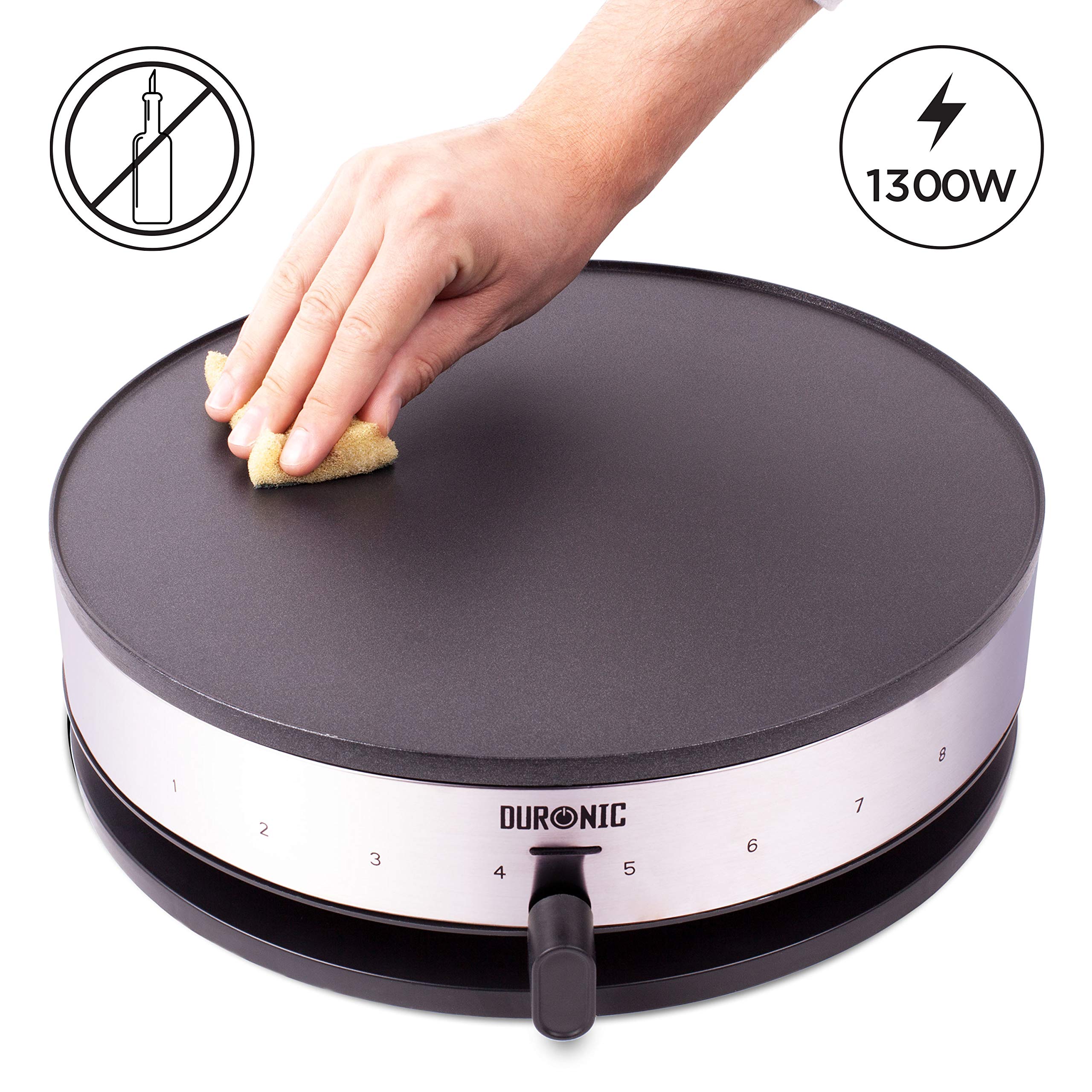 Duronic PM131 electric pancake machine showing how easy it is to clean