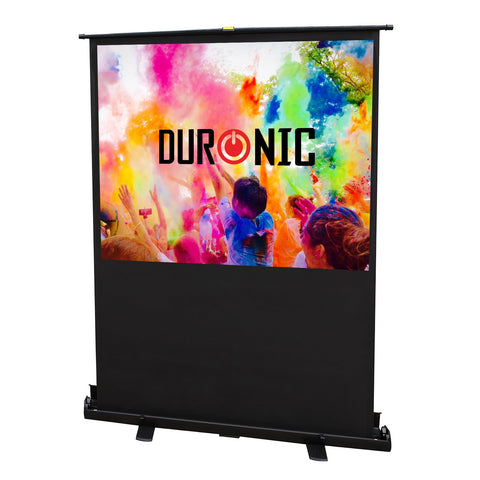 Duronic Projector Screen displaying a colorful, vibrant crowd scene on a black base.