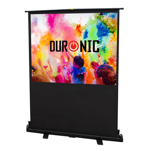 Duronic Projector Screen displaying a colorful, vibrant crowd scene on a black base.
