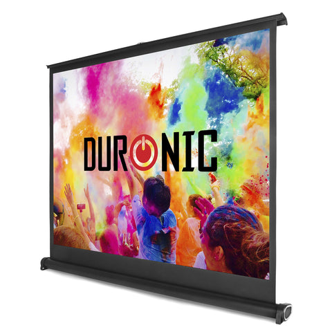 Duronic Projector Screen displaying a vibrant, colorful crowd scene on a white background.