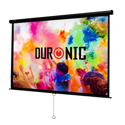 Duronic Projector Screen displaying a vibrant, highly colorful festival scene