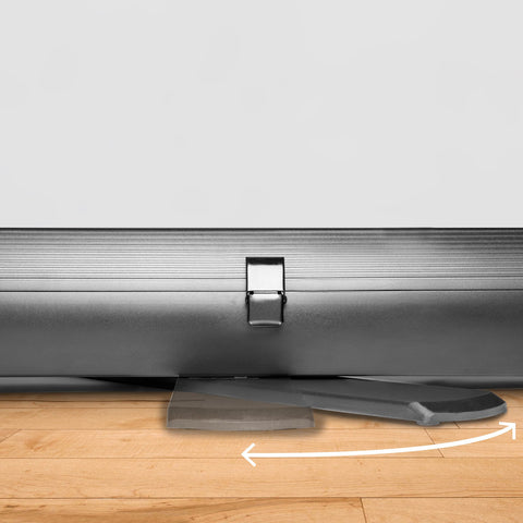Duronic Projector Screen showing a swivel stabilizing foot with arrow.