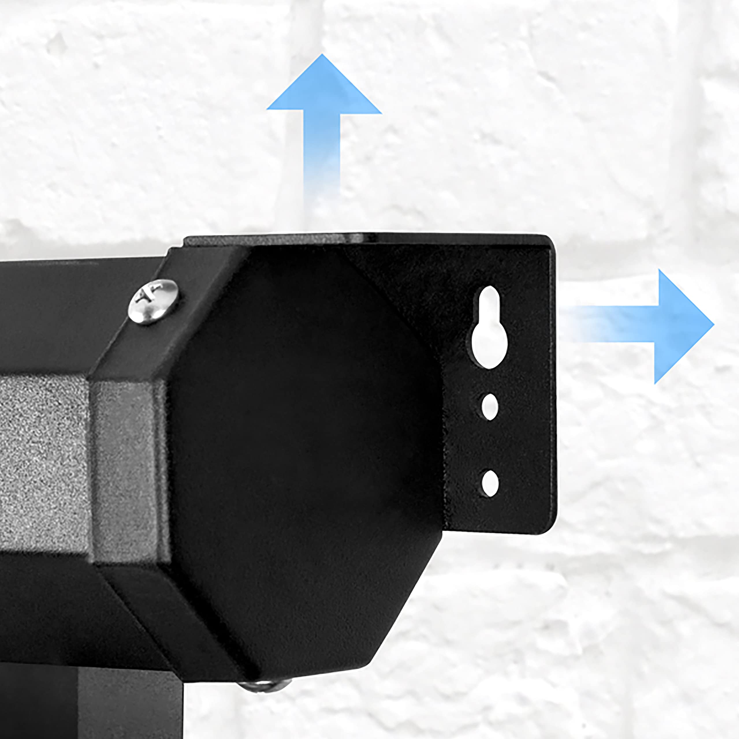 Duronic Projector Screen showing keyhole slots with upward and rightward arrows.