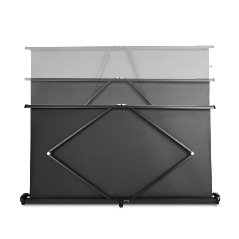 Duronic Projector Screen with an adjustable black backing and pneumatic scissor structure.