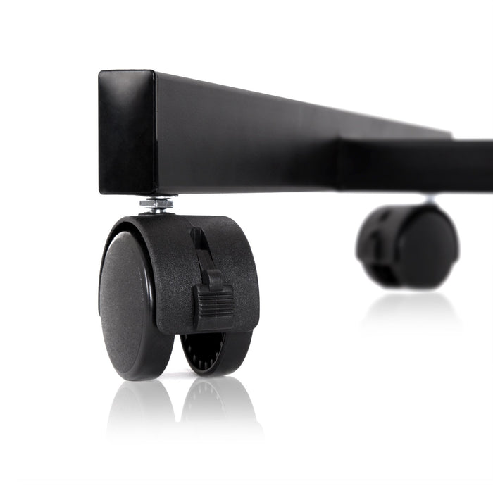 Duronic Projector Stand attached to a sturdy matte black metal furniture frame.