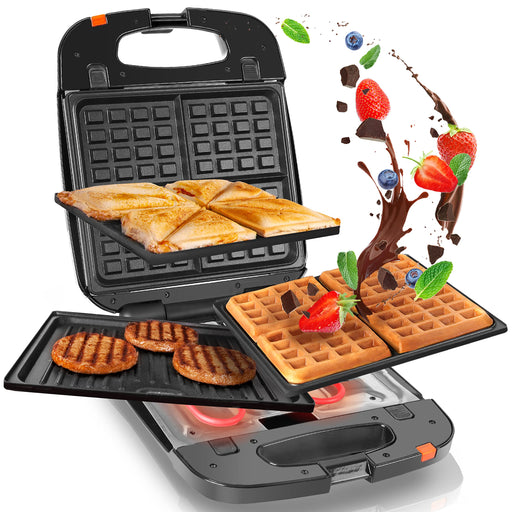 Duronic SWM60 waffle maker toastie maker sandwich maker panini press for grilled food, desserts, sandwiches, waffles