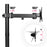Duronic Single Monitor Arm Stand  showing swiveling hinges, tilting angles, and vertical support pole.