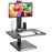 Duronic Sit-Stand Desk featuring an elevated monitor mount, keyboard tray, and smartphone holder.