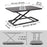 Duronic Sit-Stand Desk showing full product dimensions in centimeters and inches.