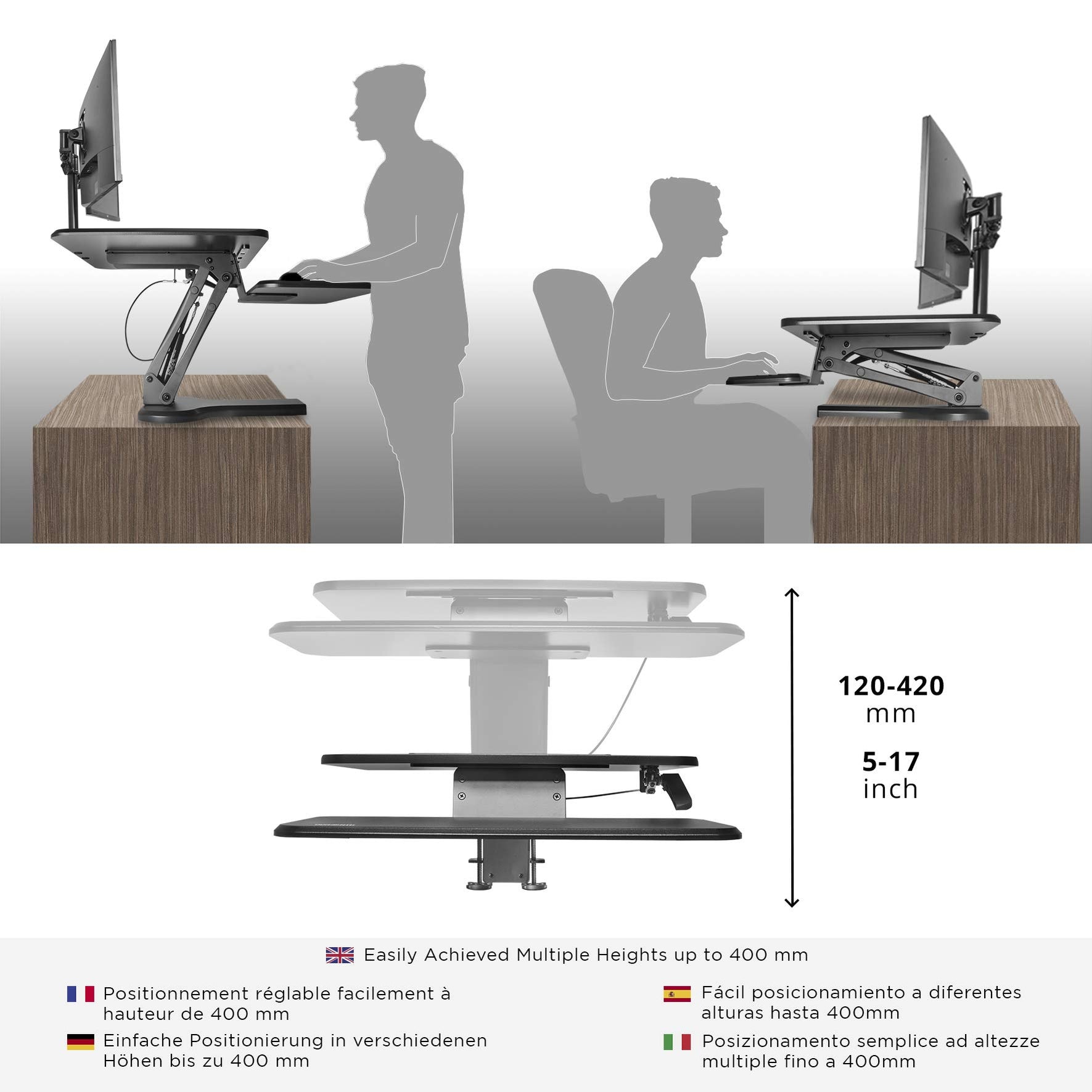 Duronic Sit-Stand Desk DM05D13 | Height Adjustable Office Workstation ...