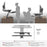 Duronic Sit-Stand Desk showing sitting and standing positions with a 120-420 mm height range.