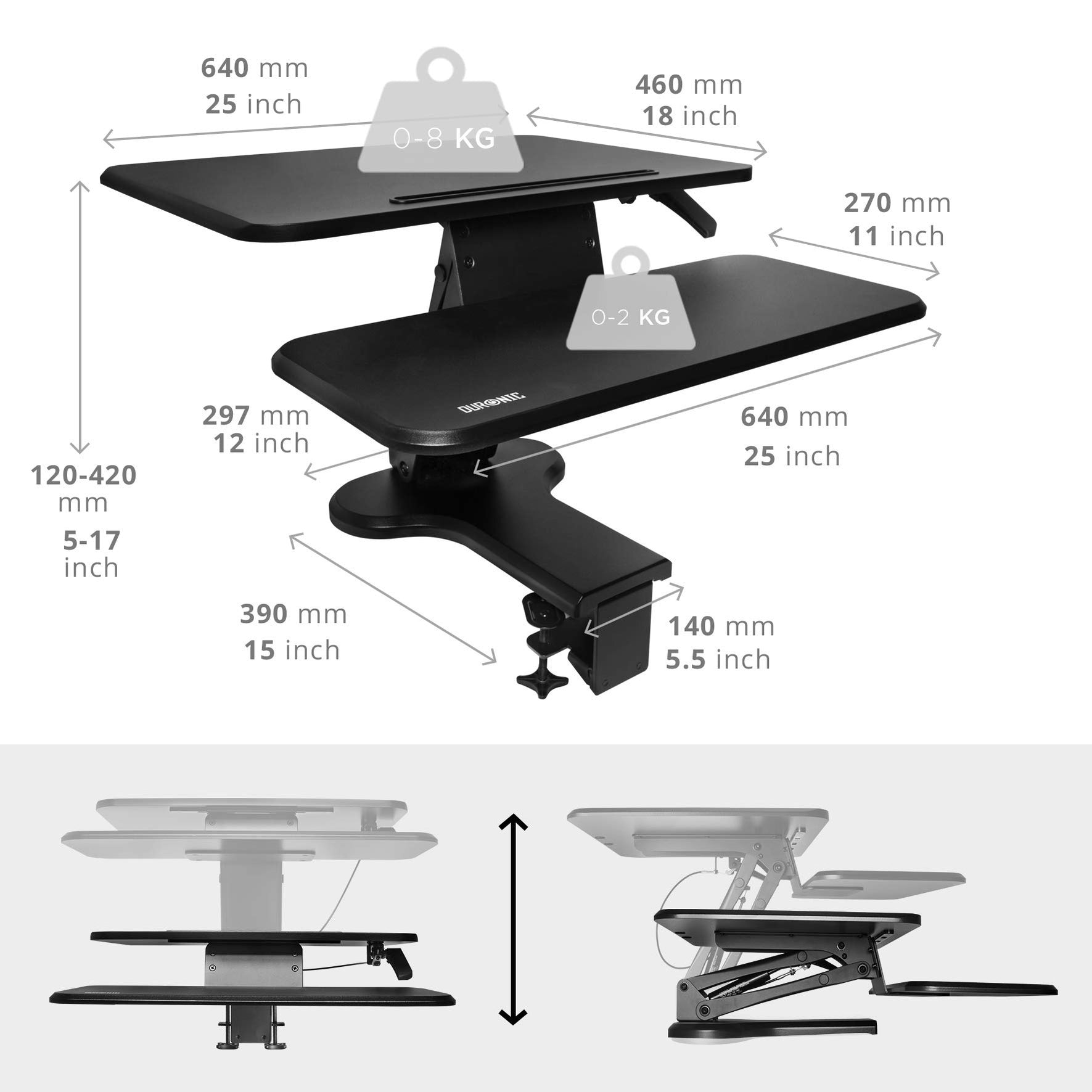 Duronic Sit-Stand Desk DM05D13 | Height Adjustable Office Workstation ...
