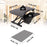 Duronic Sit-Stand Desk with keyboard tray showing dimensions, load capacities, and mat.