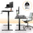 Duronic Sit Stand Desk Frame in sitting and standing configurations, with a 60kg weight capacity.