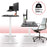 Duronic Sit Stand Desk Frame with office chair and dual monitors.