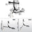 Duronic Sit Stand Desk Mount showing minimum and maximum adjustment height dimensions.