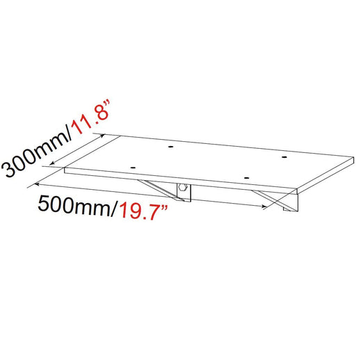 Duronic TV Stand Shelf measuring 500mm by 300mm with metal support brackets.
