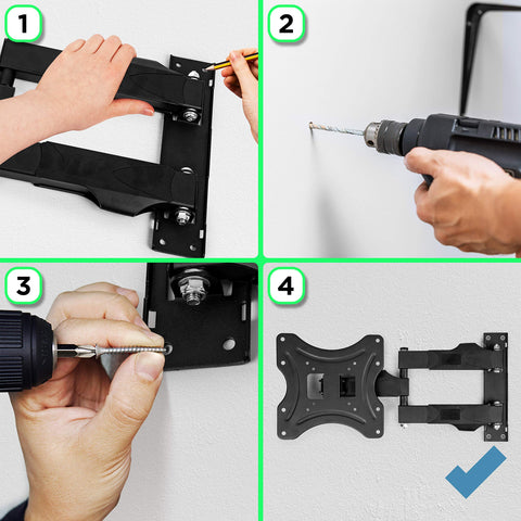 Duronic TV Wall Bracket Mount showing how to mark, drill, screw, and mount a TV wall bracket.