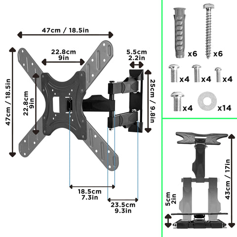 Duronic TV Wall Bracket Mount with installation hardware on white background.