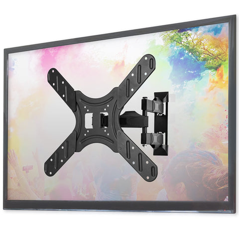 Duronic TV Wall Bracket Mount with wall mount bracket overlaid on a colorful flat-screen television.