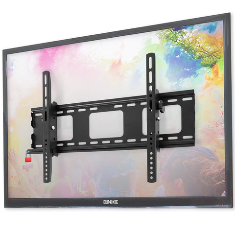 Duronic TV Wall Bracket featuring an anti-theft red padlock.