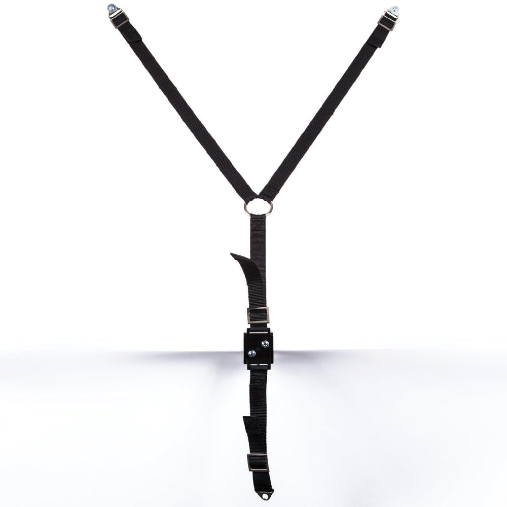 Duronic TV stand safety strap with metal hardware and buckles for secure equipment attachment.