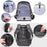 Duronic Travel Laptop Backpack showing detailed interior storage compartments and hidden exterior security pockets.