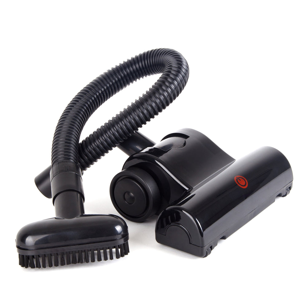 Duronic VC7 Vacuum Cleaner Accessories with flexible hose, power button, and brush attachment on white background.