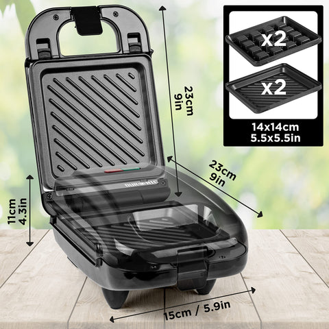 Duronic WM32 snack maker with 4x detachable plates dimensions for cooking food
