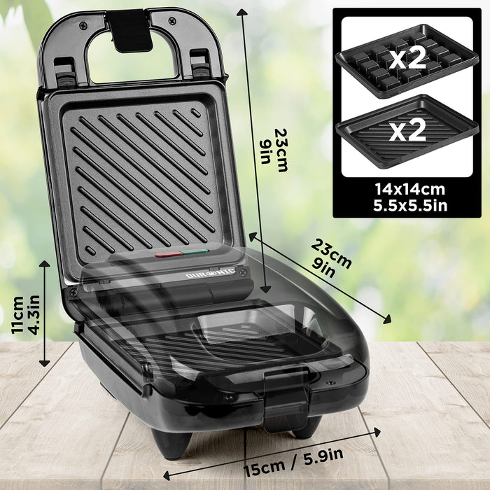 Duronic WM32 snack maker with 4x detachable plates dimensions for cooking food