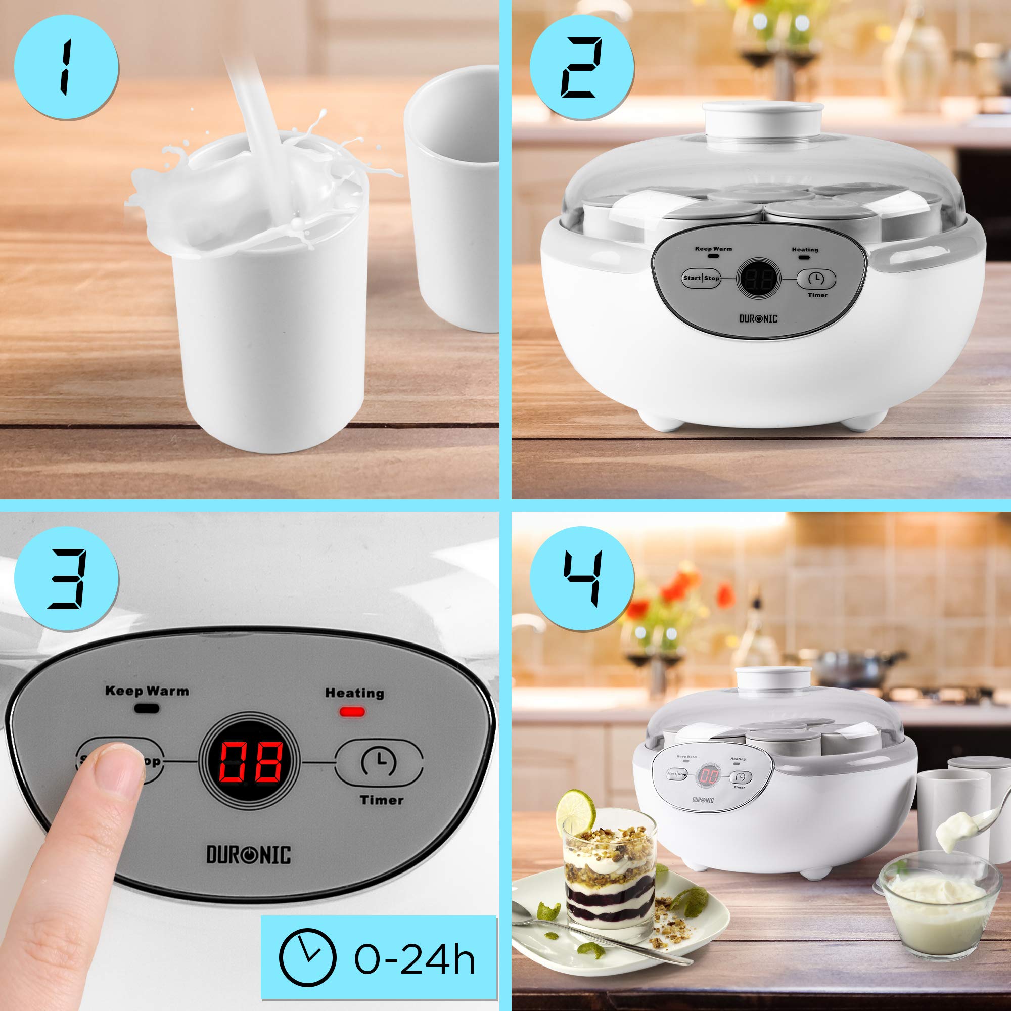 Duronic Yoghurt Makers showing how to use a Duronic yogurt maker to create homemade yogurt.