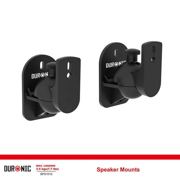 Duronic set of 2 universal wall speaker mount featuring a swivel ball-and-socket design and a maximum load capacity of 3.5kg.
