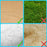 
Grid of four flooring surfaces: wood and marble tile (checked), grass and shag carpet (crossed).